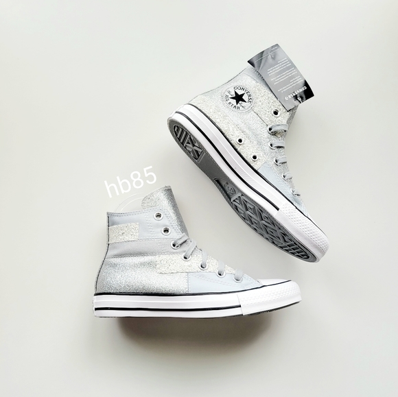Converse Chuck Taylor All Star HI Ash Stone Grey Silver Glitter Women's 5.5 - Picture 1 of 6